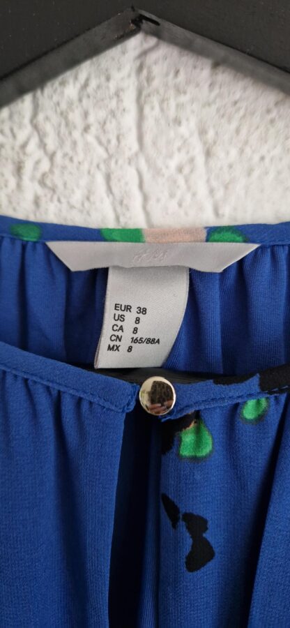 38 - H&M jurk blauw print groen beige zwart (0525bak) - Afbeelding 4