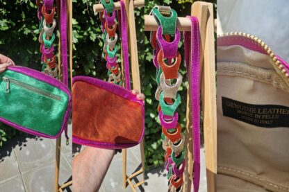 Borse in Pelle schoudertas glitter als nieuw (0525sh3)