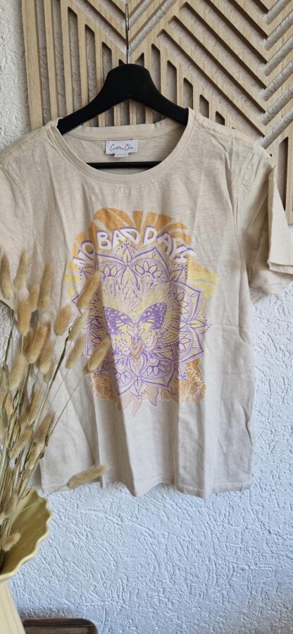 M - Cotton Club shirt beige print (0525sh3)