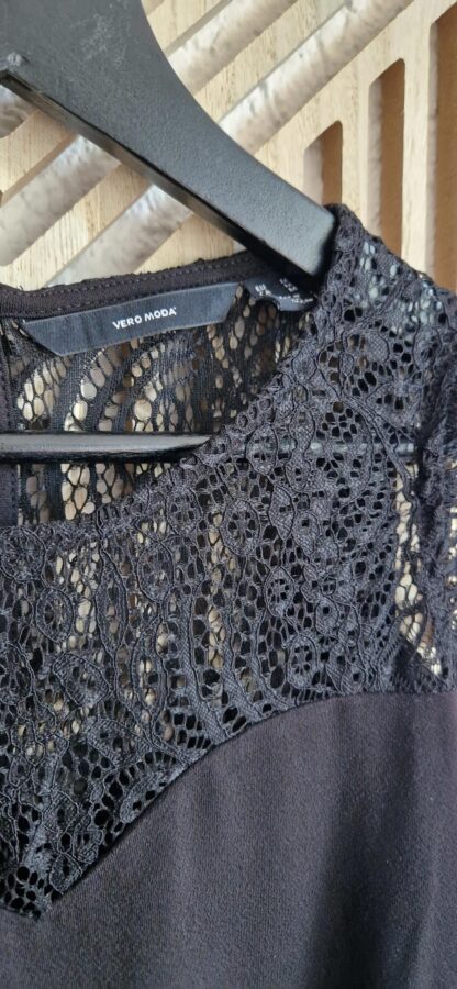 M - Vero Moda top zwart met kant (0525sh3) - Afbeelding 3