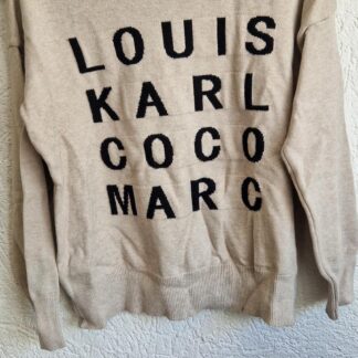 S - TAN trui beige teksten (0525sh3)