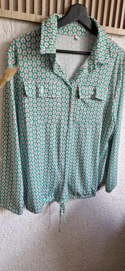 S - Made in Italy blouse groene print (0525sh3) - Afbeelding 3