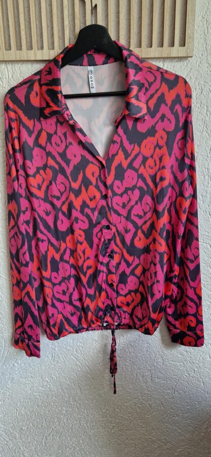 L -Zoso blouse travelstof roze print (0525sh3)