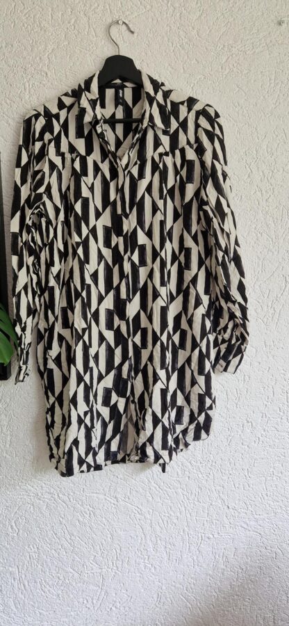 XL - Eksept blouse print zwart wit (0625am)