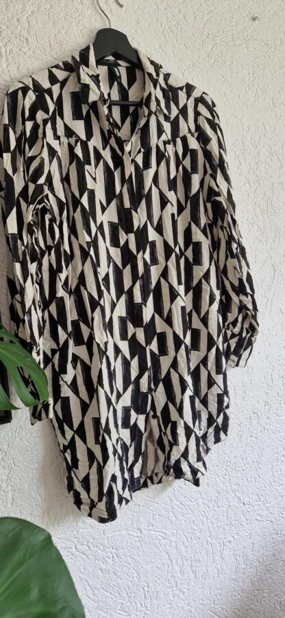 XL - Eksept blouse print zwart wit (0625am) - Afbeelding 3