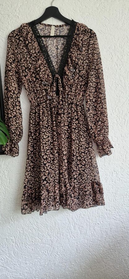 XS/S - Made in Italy jurk bruine print (0625dor)