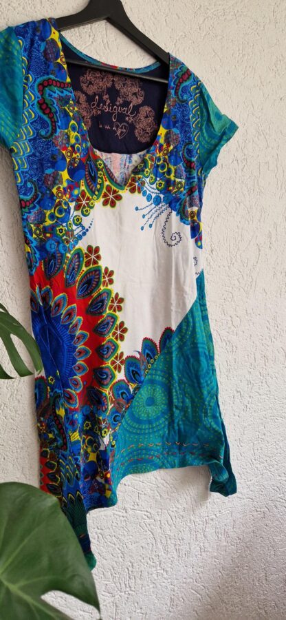 XL - Desiqual jurk wit blauw groen (0625dor)