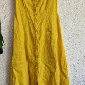 34 - Forever21 linnen katoen maisgele knoopjurk (0625dor)
