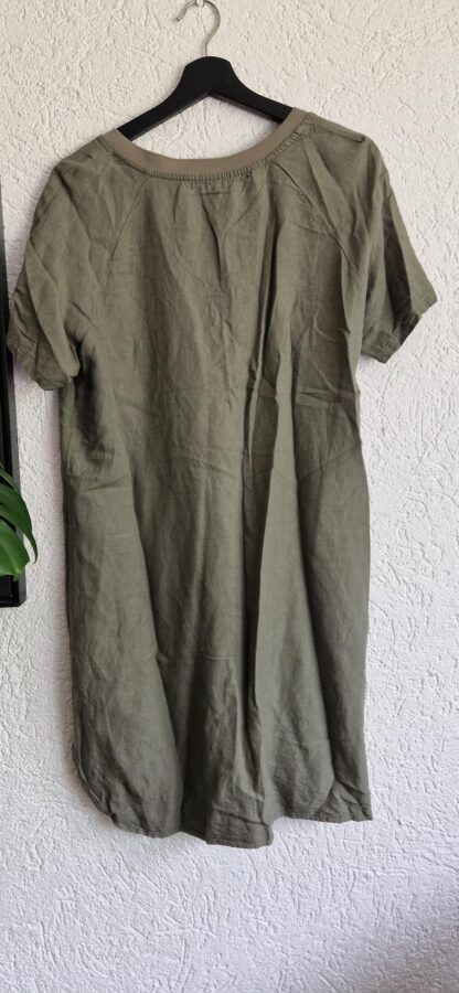 S - G-Maxx jurk khaki met linnen (0625dor) - Afbeelding 7