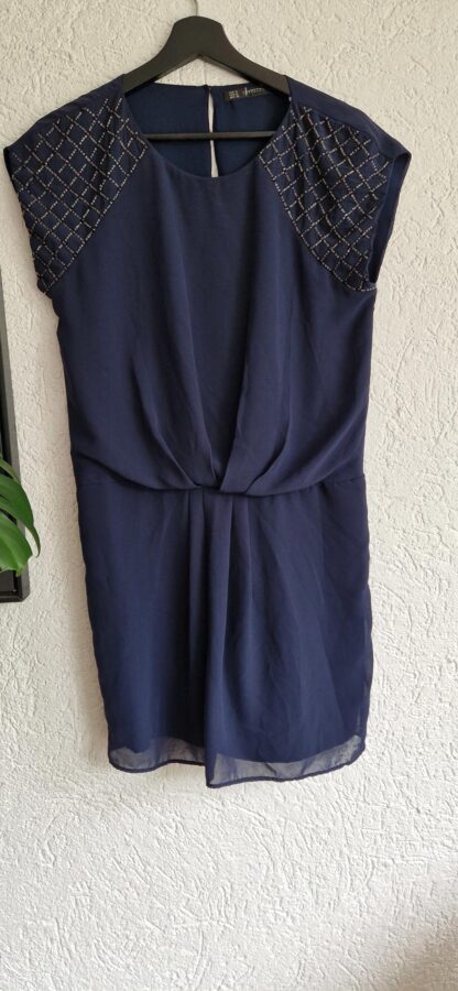 M - Zara blauwe jurk met kraaltjes (0625dor) - Afbeelding 2