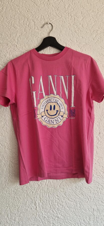 S - Ganni shirt roze met print (0625meg8)