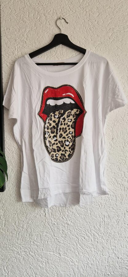 L - Shirt wit mond tijgerprint (0625meg8)