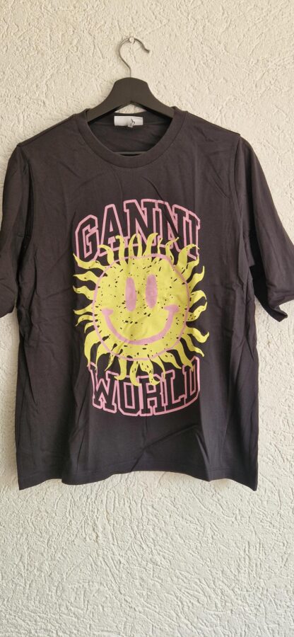 M - Ganni smiley t-shirt Phantom (0625meg8)