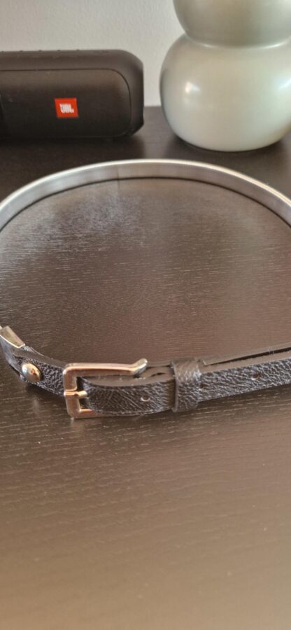 Leren riem met zilveren rekband (0725sh1)