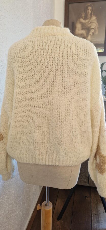 M - Trui in ecru met beige bloemen (0725sh) - Afbeelding 6