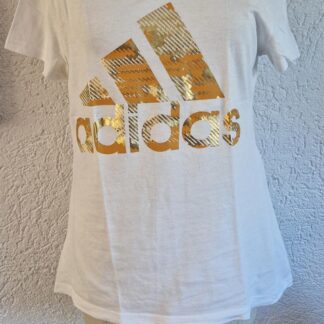 S - Adidas wit shirt goud (0725wyt)