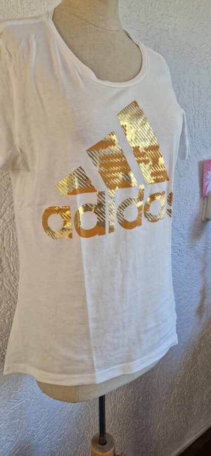 S - Adidas wit shirt goud (0725wyt) - Afbeelding 3