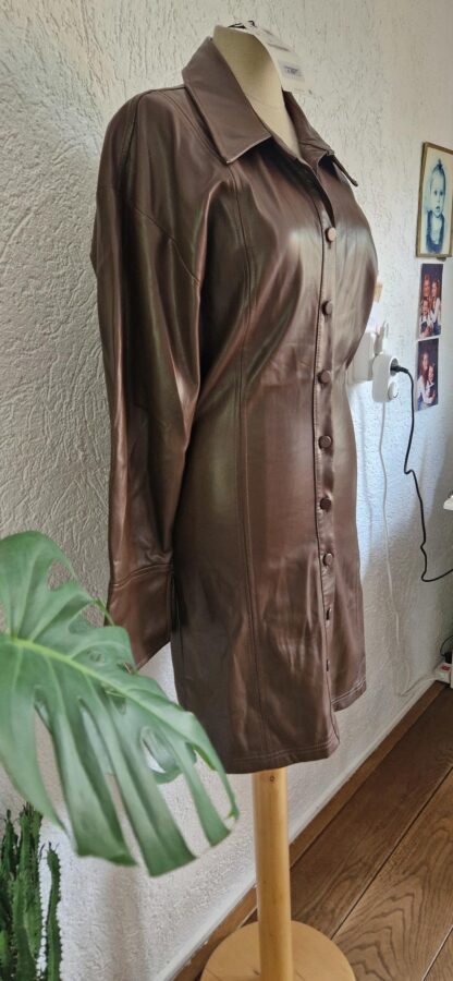 M - Zara jurk bruin vegan leer nieuw (0725may) - Afbeelding 4