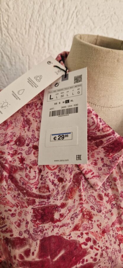 L - Zara blouse roze met print nieuw (0725may) - Afbeelding 5