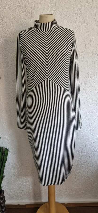 S - H&M jurk zwart wit strepen nieuw (0725may) - Afbeelding 2