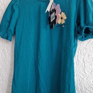 140 146 - Z8 shirt zeegroen bloemen nieuw (0725bak)
