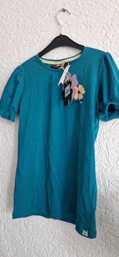 140 146 - Z8 shirt zeegroen bloemen nieuw (0725bak)