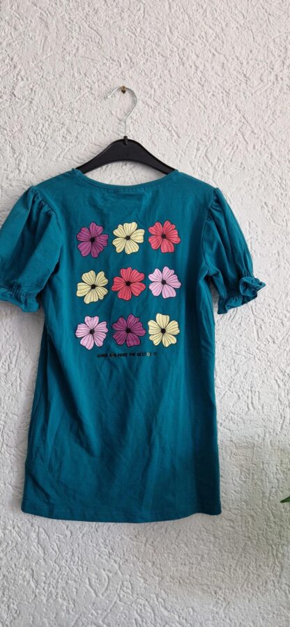 140 146 - Z8 shirt zeegroen bloemen nieuw (0725bak) - Afbeelding 3