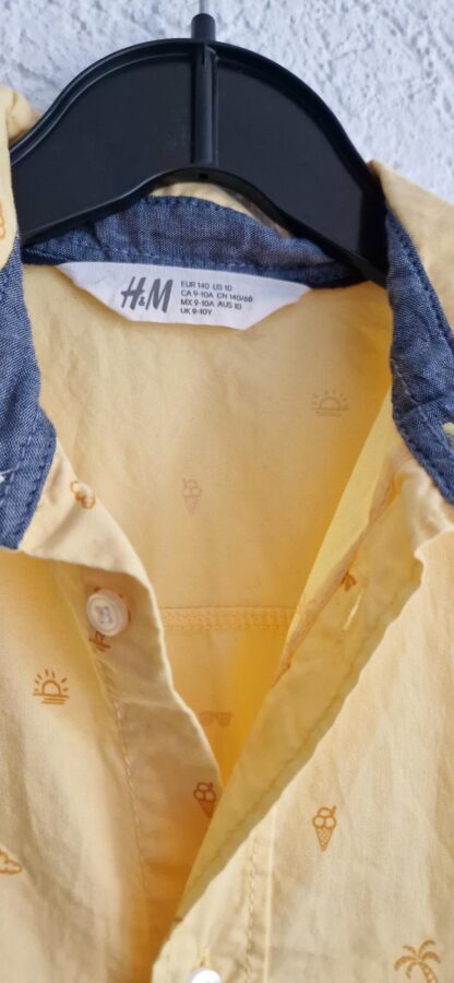 140 - H&M blousje geel met denim (0725bak) - Afbeelding 4