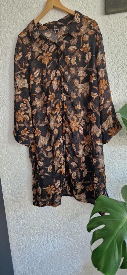 54 - MS Mode lange blouse bruin zwart (0825bak)