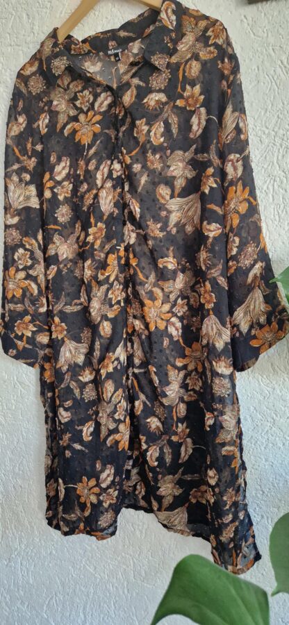 54 - MS Mode lange blouse bruin zwart (0825bak) - Afbeelding 3