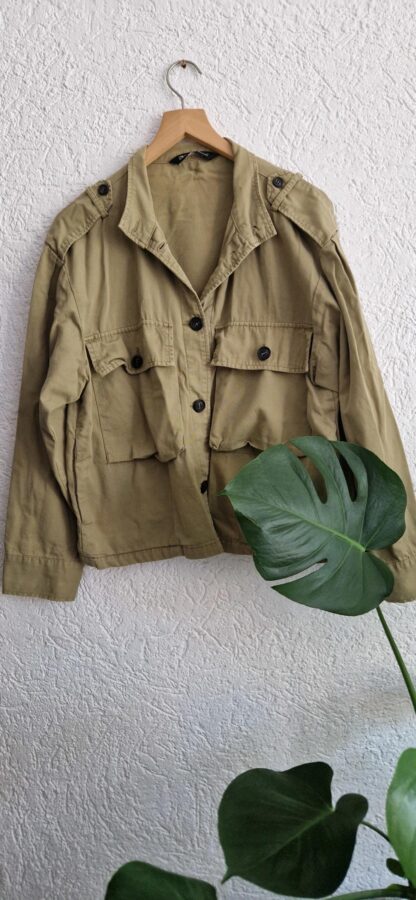 S - Zara jacket oversized met zakken khaki (0825bak)