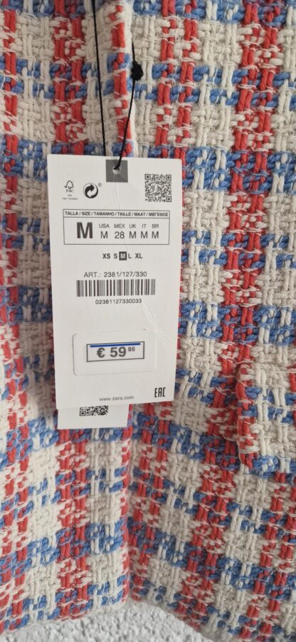 M - Zara jasje roze blauw wit nieuw (0825ros) - Afbeelding 3