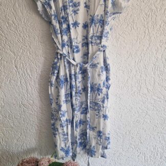 L - H&M jurk blauw wit tijger (0825ros)