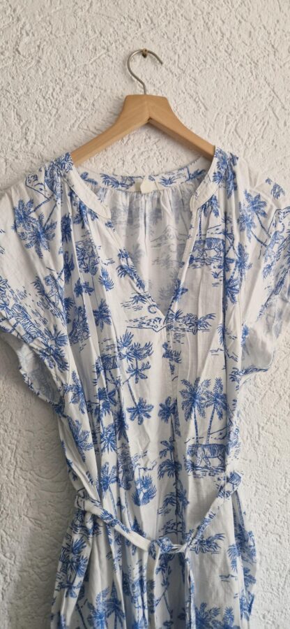 L - H&M jurk blauw wit tijger (0825ros) - Afbeelding 3