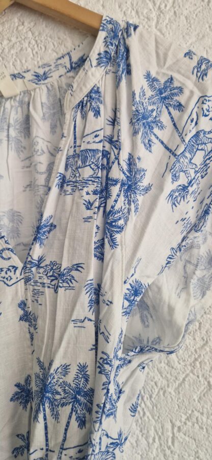 L - H&M jurk blauw wit tijger (0825ros) - Afbeelding 4