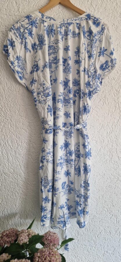 L - H&M jurk blauw wit tijger (0825ros) - Afbeelding 5