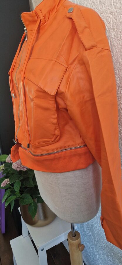 L - Yimi vegan leren jasje oranje (0825ros) - Afbeelding 5