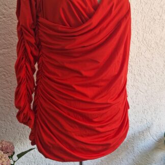 XL - H&M gerimpelde shirt offshoulder rood (0825ros)