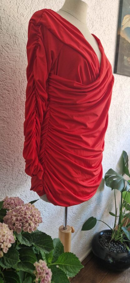 XL - H&M gerimpelde shirt offshoulder rood (0825ros) - Afbeelding 4