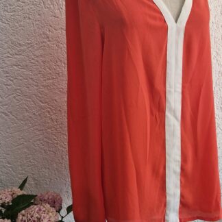 42 - Kiomi blouse koraal wit (0825ros)