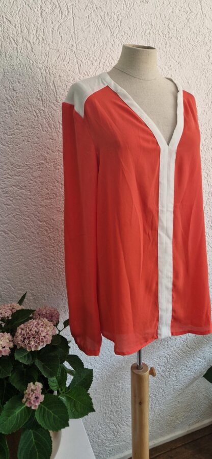 42 - Kiomi blouse koraal wit (0825ros)