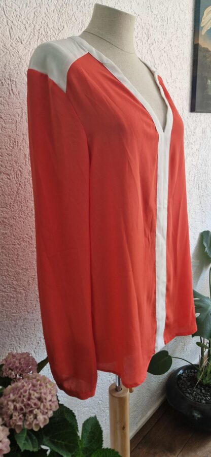 42 - Kiomi blouse koraal wit (0825ros) - Afbeelding 3