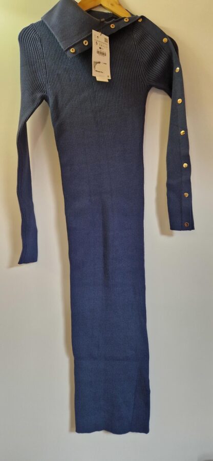 S - Zara jurk blauw stretch nieuw (0925may)