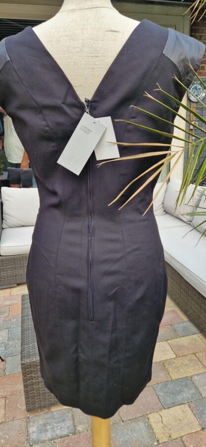 36 - H&M jurk zwart stof met vegan leer (0925may) - Afbeelding 5