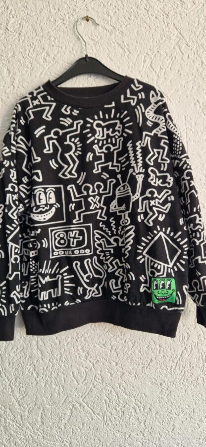134 140 - H&M zwart wit sweater (0925am)