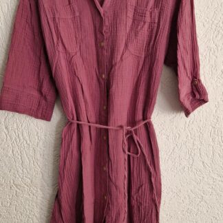 L - Wafeltjeskatoen jurk roze/paarsig (1025han)