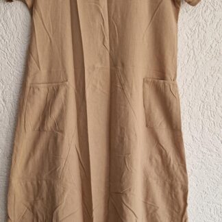 M - Jurk beige met zakken linnen(look) (1025han)
