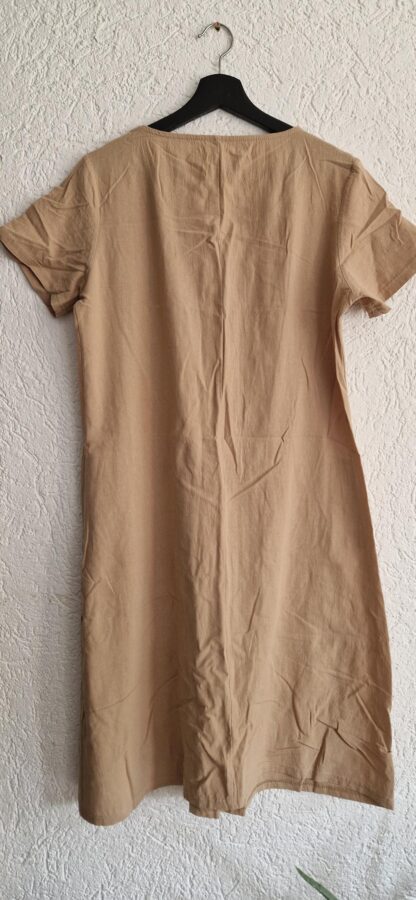 M - Jurk beige met zakken linnen(look) (1025han) - Afbeelding 5