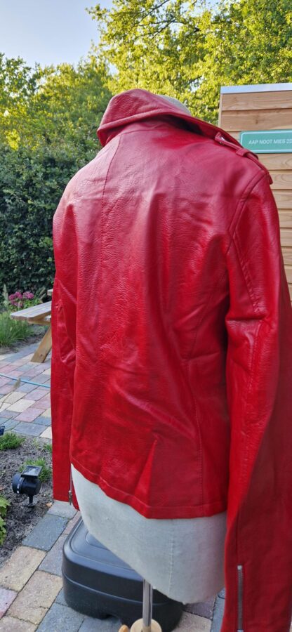 L - Stradivarius rood vegan leren jasje (1025bak) - Afbeelding 5