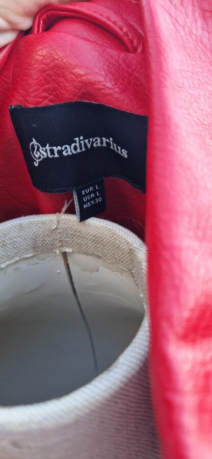 L - Stradivarius rood vegan leren jasje (1025bak) - Afbeelding 6